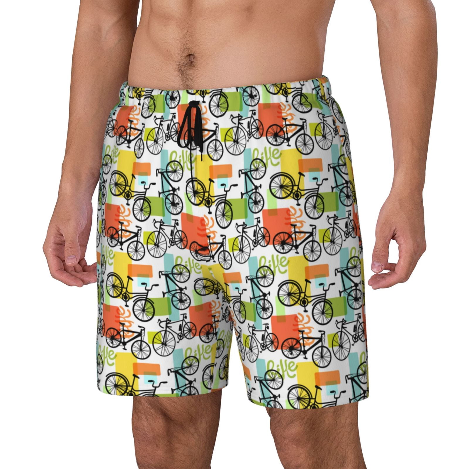 Fotbe Maillot de Bain Rétro pour Hommes Séchage Rapide Shorts de Bain avec Doublure en Mesh-3TG