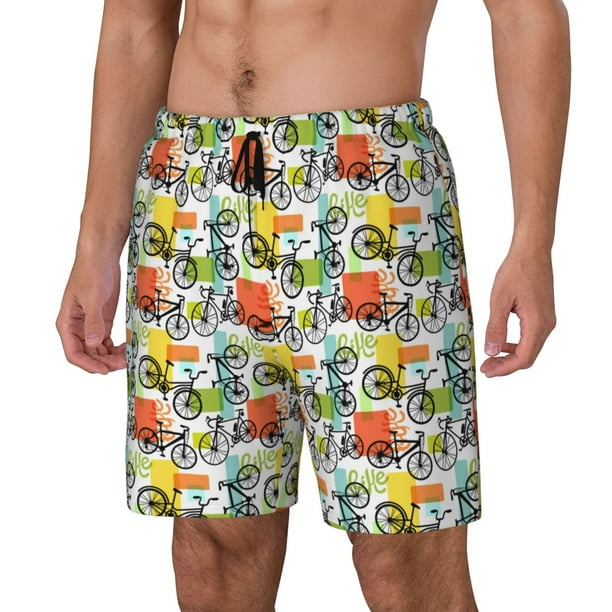 Fotbe Retro Bike Traje de Baño para Hombre – Shorts de Natación de Secado Rápido con Forro y Bolsillos-Medium