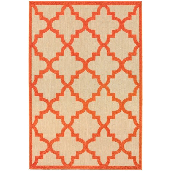 Oriental Weavers Cayman Area Rug 660O9 Sand Outdoor Curved 7' 10" x 10' 10" Rectangle