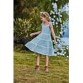 thumbnail image 3 of Arshiner Girls Summer Sleeveless Bow-Tie Straps Sundress Flowy Smocked Backless Tiered Lace Swing Midi Dress with Pockets, 3 of 7