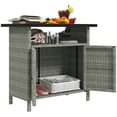thumbnail image 1 of Outsunny Wicker Storage Cabinet, Outdoor Buffet Cabinet, Grey, 1 of 10