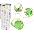 thumbnail image 4 of 30oz Easter Tumbler with Handle and Straw, Colorful Rabbits Insulated Tumbler, Leak Proof Travel Coffee Mug, Reusable Stainless Steel EasterEgg Tumbler, Easter Gifts for Women, 4 of 6