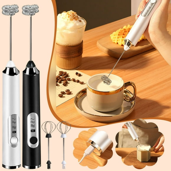 Xihbxyly Espumador de Leche, Batidor de Mano Ajustable de 3 Velocidades, Recargable de Acero Inoxidable, Versátil para Café, Latte, Matcha, Comida para Bebés, Uso En Casa y Oficina, Carga Usb, Blanco