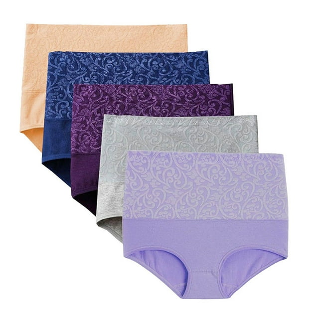 Gibobby Ropa interior bikini elástica para mujer Ropa interior holgada algodón cintura alta cómoda talla grande para mujer (Morado, XL)