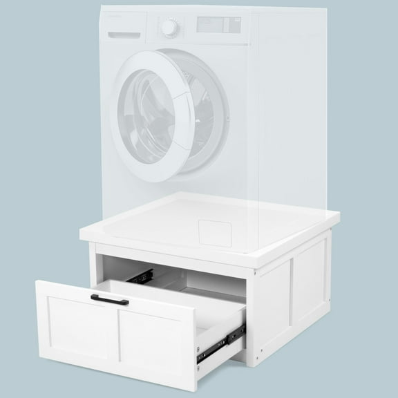 Ilyapa Washer and Dryer Stand - Universal Wooden Laundry Pedestal Base with Drawer - Compatible with Samsung, LG, GE, Maytag - 28x28x16 in.