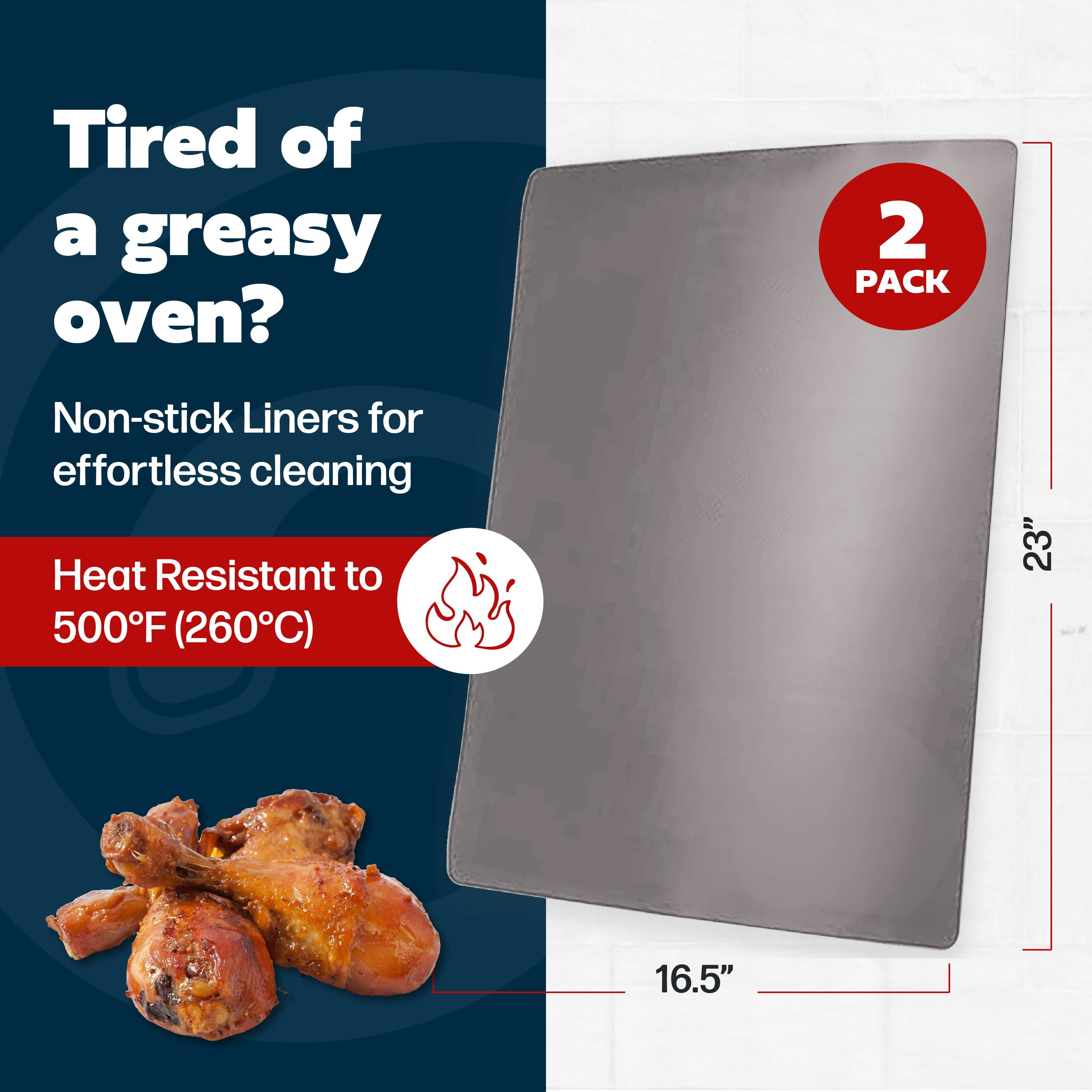 Cooks Innovations Non-Stick Oven Protector Mat - Heavy Duty Nonstick Oven Rack Liners to Protect Convection, Electric, Gas, & Microwave Ovens - BPA Free Heat Resistant Baking Mat