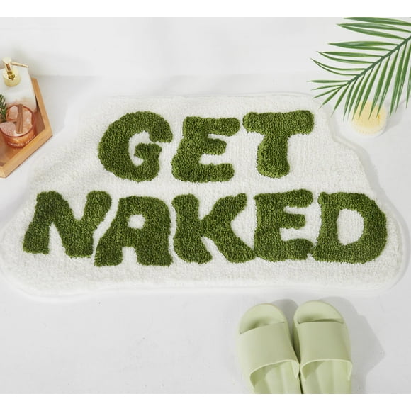 Alfombra de baño DyeFury Irregular Get Naked Funny Green Sage, 31 x 46 cm