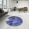 thumbnail image 4 of Ahgly Company Machine Washable Indoor Round Transitional Sky Blue Area Rugs, 6' Round, 4 of 7