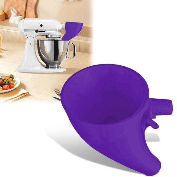 Flour Funnel for Kitchen Aid Mixer - No-Mess Anti-Spill Design for 4.5-5 Qt Tilt-Head KitchenAid Stand Mixer, Easy-Pour Kitchen Aid Attachment for Baking Essentials (Purple, 1PC)
