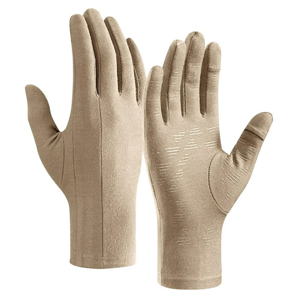 Winter Gloves for Men Solid Fleece Lined Non Slip Gloves for Outdoor Khaki S
