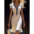 thumbnail image 5 of Dresses for Women Casual Summer V Neck Dress Short Sleeve Clothes White S, 5 of 6