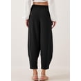 thumbnail image 3 of Pantalones EVALESS Summer de cintura alta holgados negros para mujer, 3 of 7