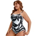 thumbnail image 2 of DARING DIVA Women's Plus Swimsuit Tummy Control Bathing Suit Ruched High Cut 2X Black, 2 of 7