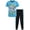 Aqua/Black Awesome, variant on Pro Athlete Boys Pants Set - 2 Piece Performance Graphic Tees and Tricot Jogger Sweatpants (8-16)