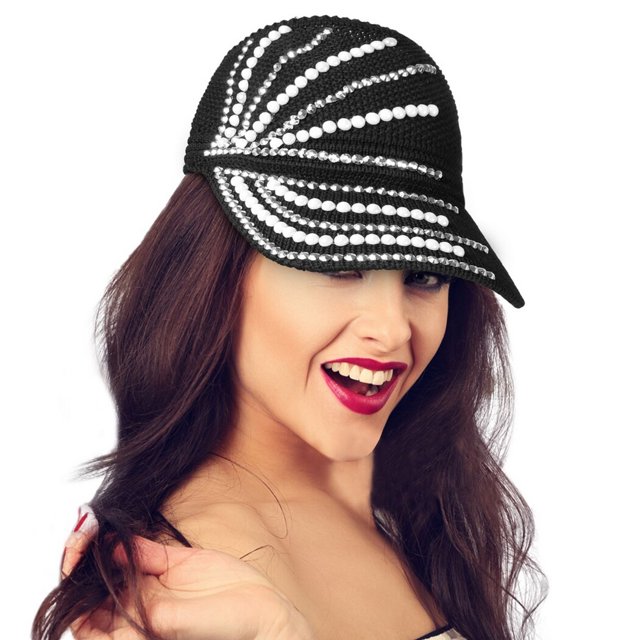 Sombrero de cola de caballo Timcorr con cristales de diamantes de imitación gorra de béisbol ajustable con brillo visera deportiva abierta para mujer