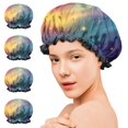 thumbnail image 7 of Shower Caps,Colorful Galaxy Pattern Waterproof Shower Cap for Women 4 Pieces,Double Reusable Hair Cover for Shower PEVA Elastic Stretch Hem, 7 of 7