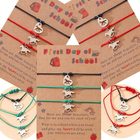 Hyasfey 3Pcs Rope Bracelets with Horse-Shaped Pendant Lightweight Adjustable Friendship Bracelet Bangle for Men Women
