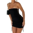 thumbnail image 2 of Coduop Women's Off-shoulder Sleeveless Mini Dress Bandage Cutout Bodycon Tube Dress, 2 of 6