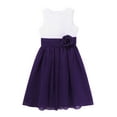 thumbnail image 3 of TiaoBug Kids Girls Flower Wedding Dress Junior Bridesmaid Chiffon Pleated Birthday Party Dress Purple 10, 3 of 7
