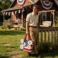 thumbnail image 5 of Fuebueo Patriotic Tote Bag for Women, 4th of July Quilted Shoulder Bag for Women, American Flag Daisy Purse with Peace Sign, Large Capacity Travel Canvas Handbag, Perfect Gift, 5 of 7