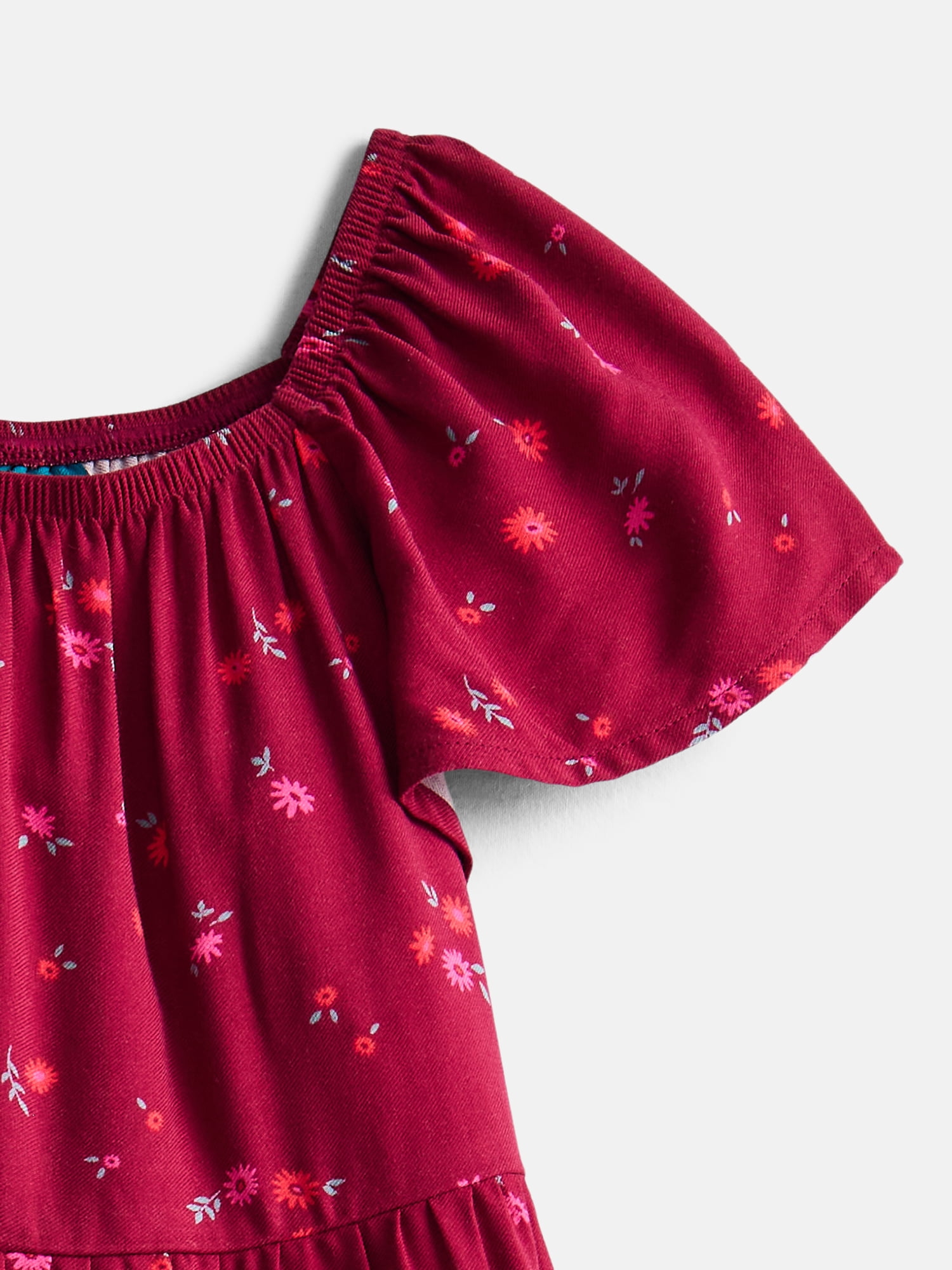 Wonder Nation Girls Woven Tiered Dress with Short Sleeves, Sizes 4-18