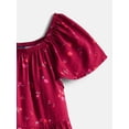 thumbnail image 2 of Wonder Nation Girls Woven Tiered Dress with Short Sleeves, Sizes 4-18, 2 of 3