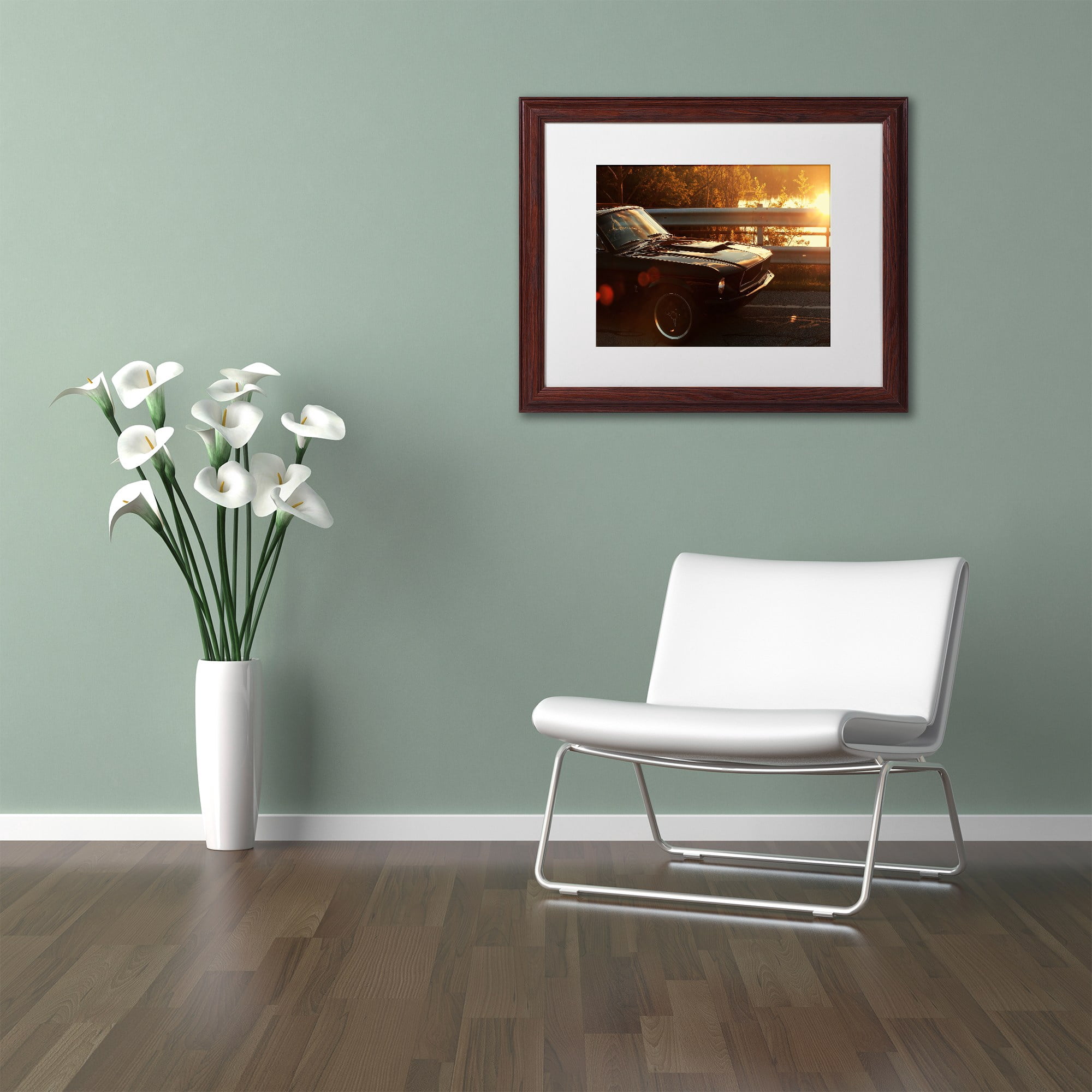 Trademark Fine Art "67 Mustang" Canvas Art by Jason Shaffer, White Matte, Wood Frame