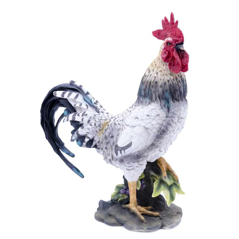 BLACK & WHITE ROOSTER STATUE