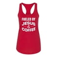 thumbnail image 2 of Fueled by Jesus and Coffee Funny Christian | Womens Inspirational/Christian Jersey Racerback Tank Top, Red, Small, 2 of 3