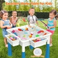 thumbnail image 3 of Toddlers Activity Table 7 in 1 Kids Activity Table and Chairs Set with 152Pcs Large Marble Run Building Blocks, Sand/Water Table, Kids Learning Play Table Toys for Girls Boys Toddler,Dark Blue, 3 of 14