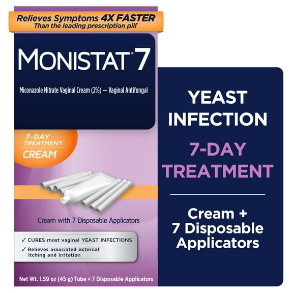 Monistat 7 Day Women's Yeast Infection Treatment, 7 Disposable Miconazole Cream Applicator
