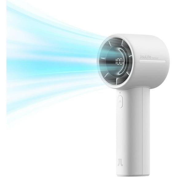 JISULIFE Portable Handheld Fan, Powerful Turbo Mini Fan [28Hrs Max Cooling], Digital Display, 5-Speed, 5000mAh USB Rechargeable for Travel, Summer, Gifts for Women Men