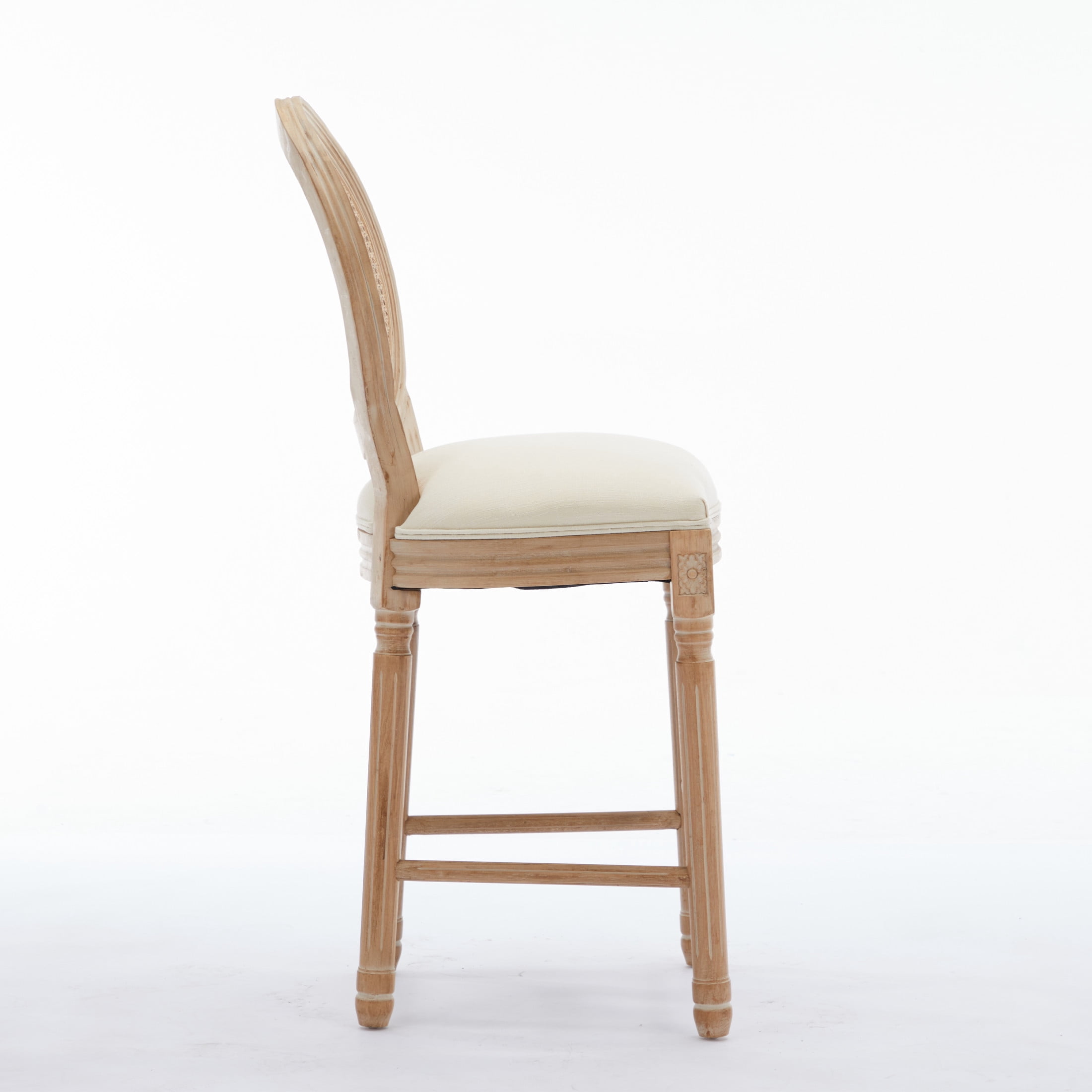 Noble House Solid Wood Kitchen Bar Stools with Cushion Seat and Rattan Back for Bar Counter, Beige & Natural, Set of 2
