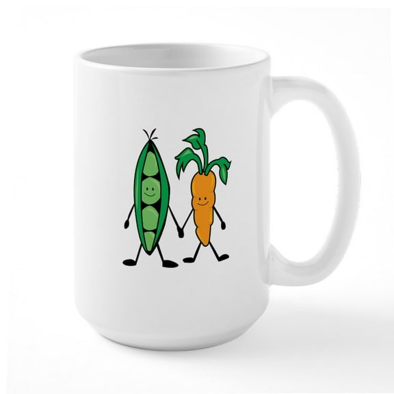 CafePress - Carrot & Peas Mugs - 15 oz Ceramic Large White Novelty Mug