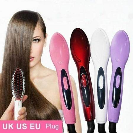 Hot Electric Hair Straightener Comb LCD Iron Brush Auto Hair Massager Tool (Size1 US plug; Size2 UK plug; Size3 AU plug; Size4