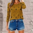 thumbnail image 6 of Ounisa 3/4 Length Sleeve Womens Tops Round Neck Loose Cute Spring Summer Tee Shirts Dressy Casual Print Blouses Tunic, 6 of 9