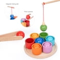 thumbnail image 4 of Bolas de arcoíris en tazas juguetes de aprendizaje preescolar juguete de clasificación de colores de madera portátil, 4 of 9