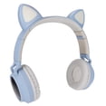 thumbnail image 3 of Auriculares para juegos con orejas de gato, luz LED de graves profundos, plegables, lindos auriculares con orejas de gato con orejeras suaves, azul grisáceo, 3 of 10