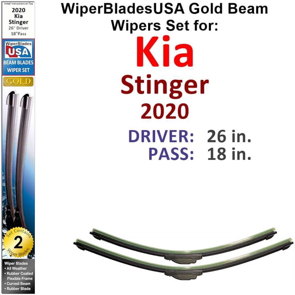 2020 Kia Stinger GT Beam Wiper Blades Wipers WBUSA (Set of 2)