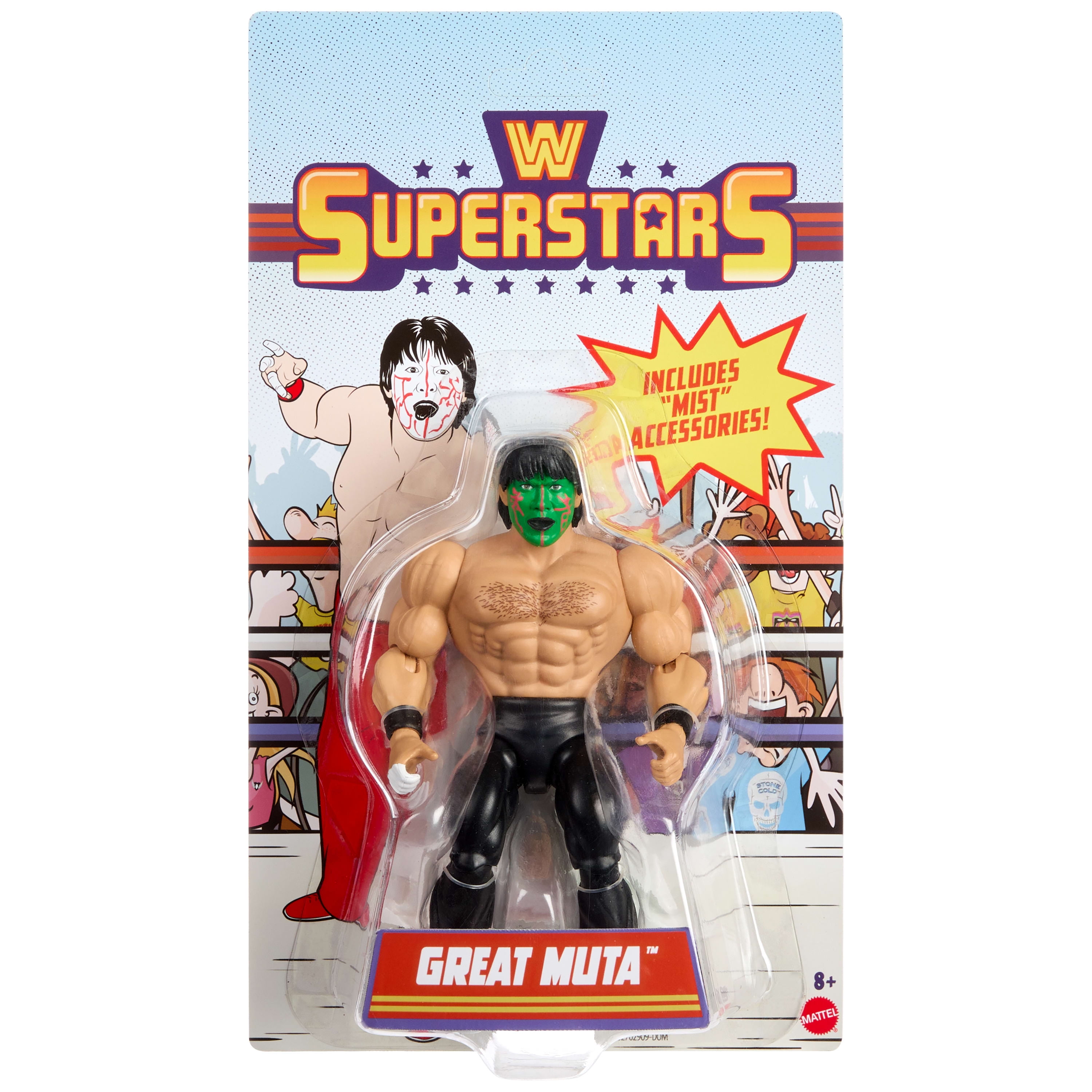 WWE Superstars The Great Muta Action Figure & Accessories, Series 14 Retro 6-inch Collectible Set
