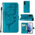 thumbnail image 2 of Wallet Case for Samsung Galaxy S22 Plus 6.6 Inch with PU Leather Kickstand Bracket Card Slots Magnetic Clasp Flip Folio Phone Case, Butterfly Pattern Soft TPU Wrist Strap Shockproof Cover,Blue, 2 of 10