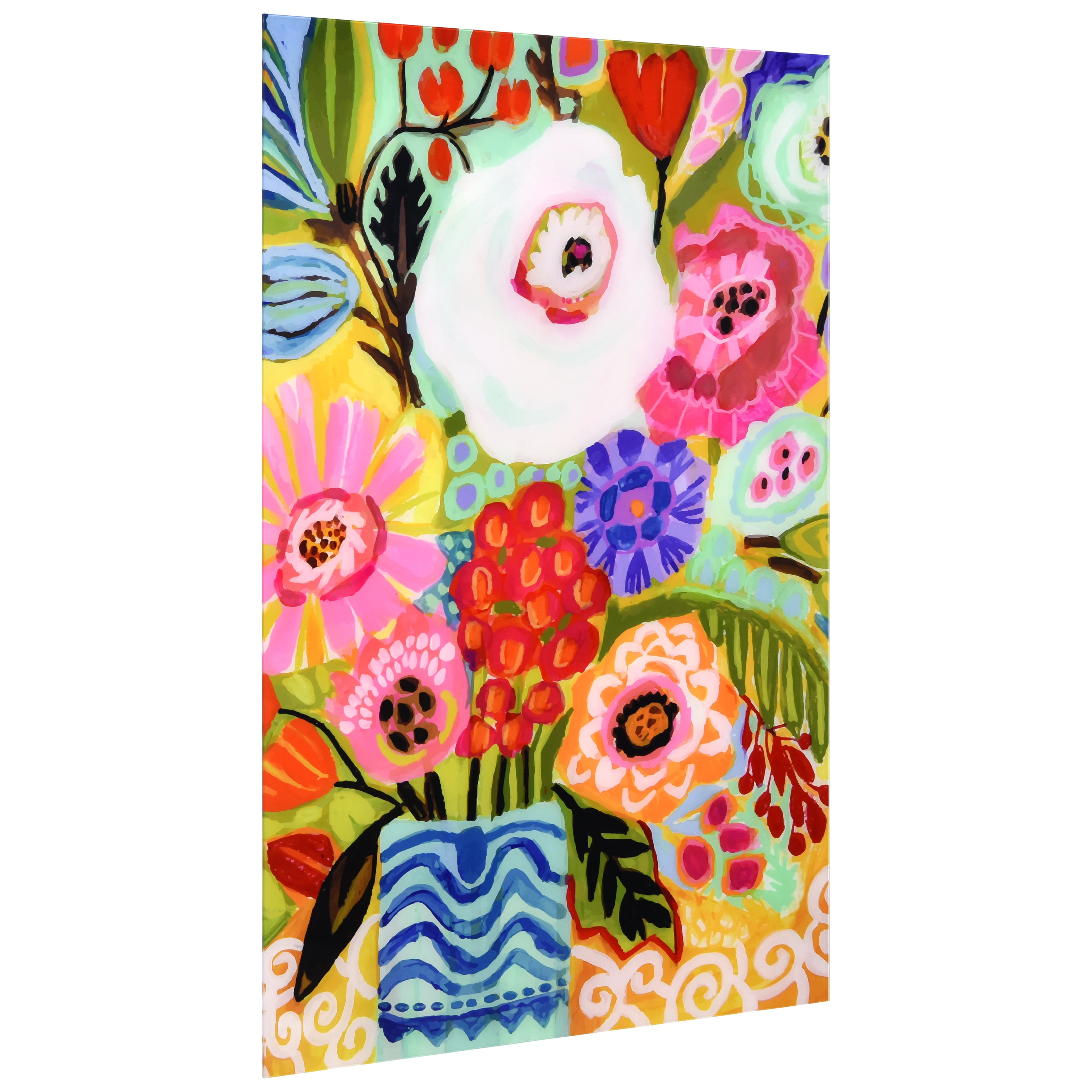 Empire Art Direct Fresh Flowers in Vase II Frameless Free Floating Tempered Glass Panel Graphic Wall Art, 48" x 32" x 0.2", Ready to Hang