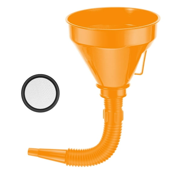 Wide Mouth Oil Funnel with Hose Extension Flexible Funnels for Automotive Use Removable Mesh Filter for Car Fuel, Transmission Fluid, Oil Change(1, Yellow)