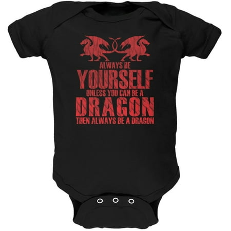 

Always Be Yourself Dragon Black Soft Baby One Piece - 24 month