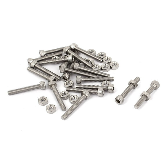 Uxcell M3x20mm Stainless Steel Hex Socket Head Knurled Cap Screws Bolts Nut Set (20-pack)