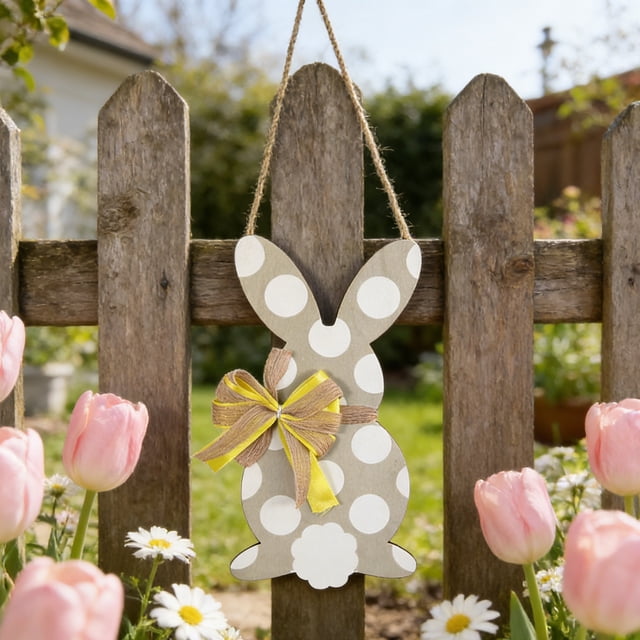 Dvkptbk Easter Rabbits Chick Egg Wooden Ornaments Home Decor Wooden Hanging Decorations easter decorations