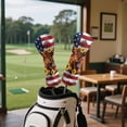 thumbnail image 3 of Uorisanigo Golf Club Head Cover - 3 Pack Highland Cow USA Flag Golf Club Head Covers for Driver, Woods and Hybrid Waterproof Headcover for Extra Clubs Protection, Easy to Wear, 3 of 7