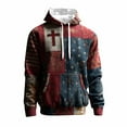 thumbnail image 2 of Momasggi Men's Graphic Hoodie Big and Tall Long Sleeve Drawstring Hooded Sweatshirts Vintage American Flag Print Pullover Tops Loose Casual Patriotic Hoodie with Pockets Navy 4XL, 2 of 3