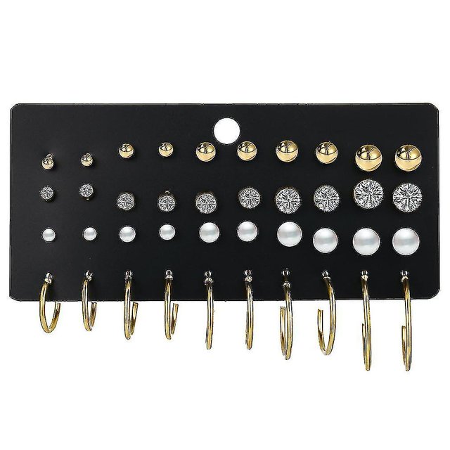 20 pares de pendientes set perla zirconia paquete de pendientes para bola Afortunado Sencillez
