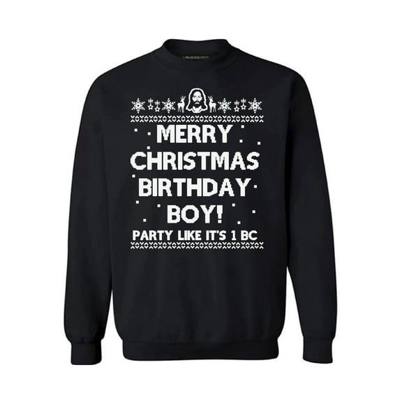 Awkward Styles Merry Christmas Birthday Boy Christmas Sweatshirt Jesus Holiday Sweatshirt Xmas Gifts Christmas Sweatshirt for Men for Women Christian Gift Christmas Sweater Xmas Party Family Holiday